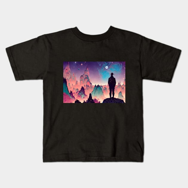 Desert Under the Cosmos Kids T-Shirt by EsoteraArt